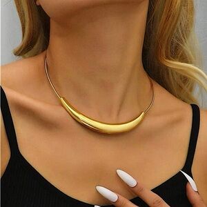 Gold Cuff Solid Choker Necklace